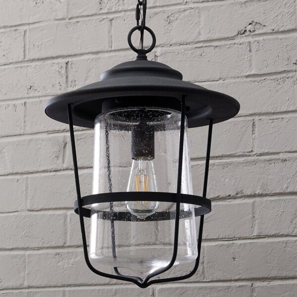 OL16135.1.OL16135BK Contemporary Seeded Glass Outdoor Pendant – view 2