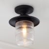 OL16137.0.OL16137BK Contemporary Ridged Glass Outdoor Semi-Flush Ceiling Light