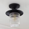 OL16137.5.OL16137BK Contemporary Ridged Glass Outdoor Semi-Flush Ceiling Light – view 2