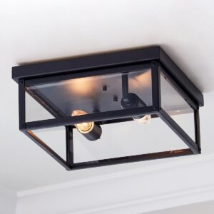 OL21042.0.OL21042BK Clear Glass Square Outdoor Ceiling Light