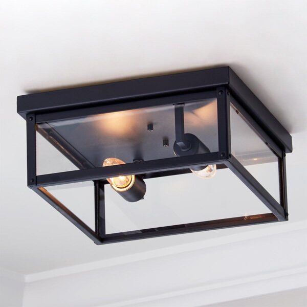 OL21042.0.OL21042BK Clear Glass Square Outdoor Ceiling Light
