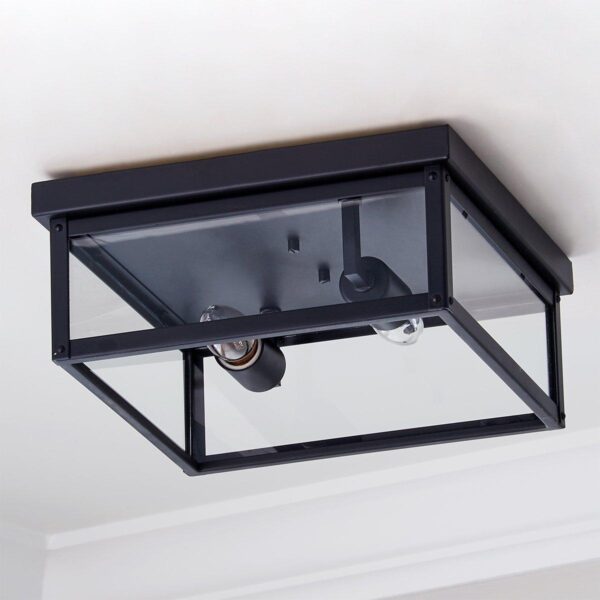 OL21042.1.OL21042BK Clear Glass Square Outdoor Ceiling Light – view 2