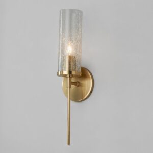 Pencil Arm and Crackle Glass Sconce