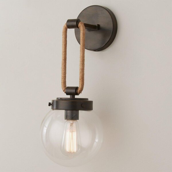 Coastal Cottage Rope Globe Sconce