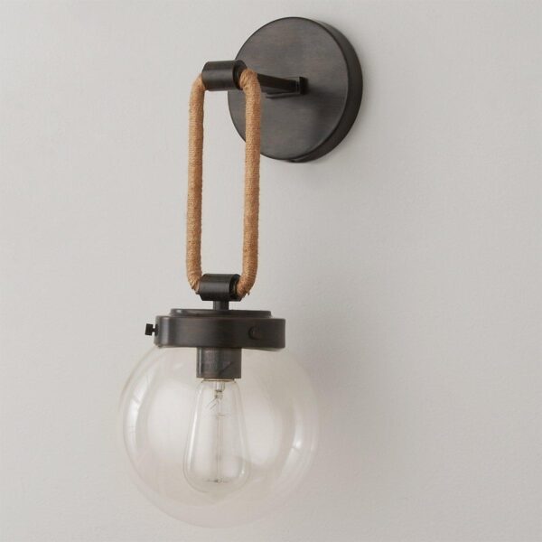Coastal Cottage Rope Globe Sconce – view 2