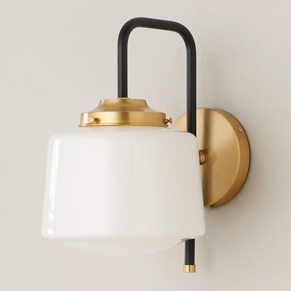 Mixed Metal Opal Schoolhouse Sconce – view 2