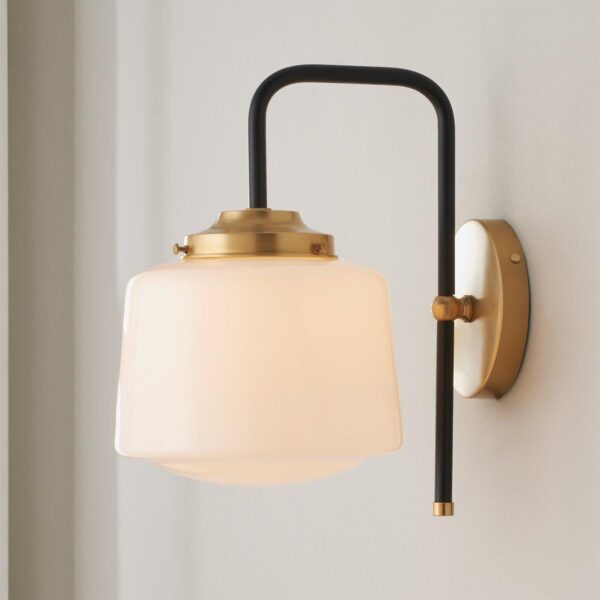 Mixed Metal Opal Schoolhouse Sconce – view 3