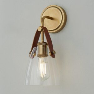 Glass and Leather Sconce