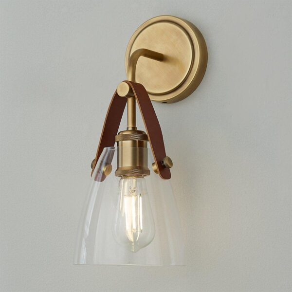 SC20002.0.SC20002AB Glass and Leather Sconce