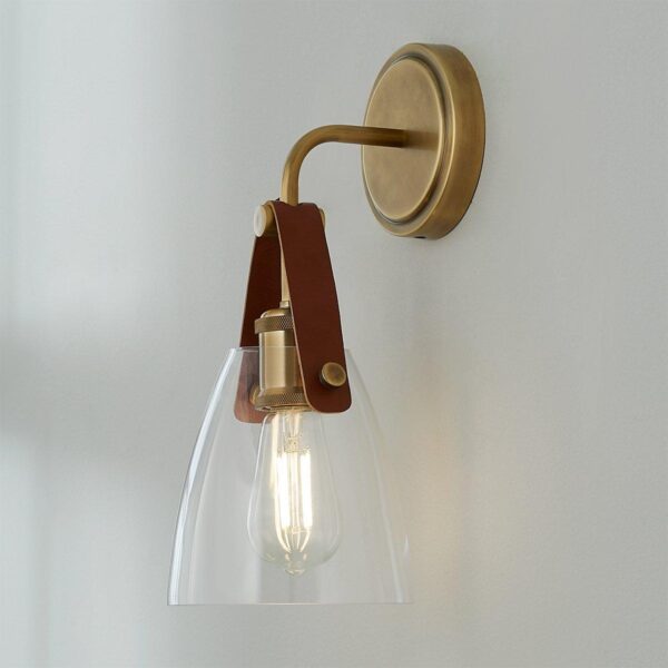 SC20002.2.SC20002AB Glass and Leather Sconce – view 3
