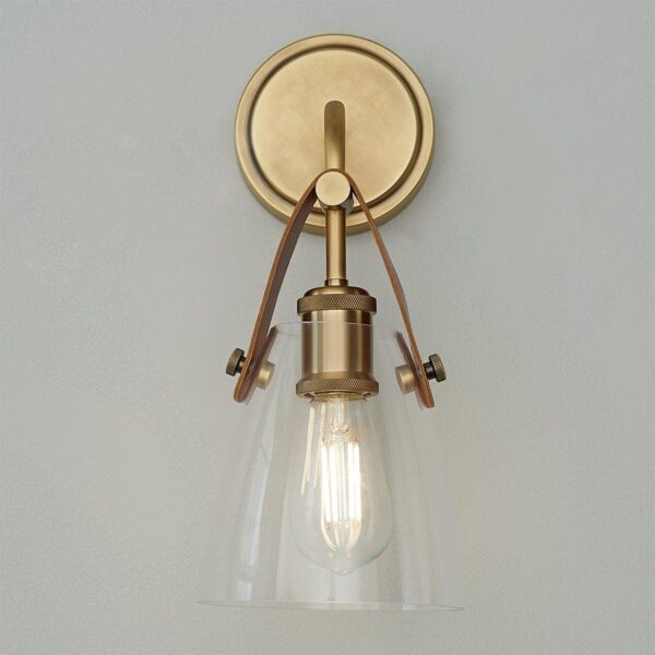 SC20002.3.SC20002AB Glass and Leather Sconce – view 4