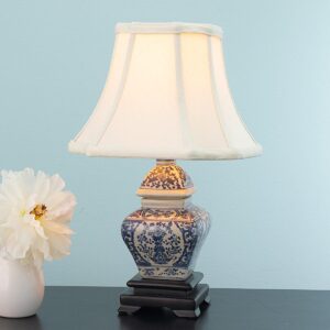 Blue and White Traditional Mini Table Lamp