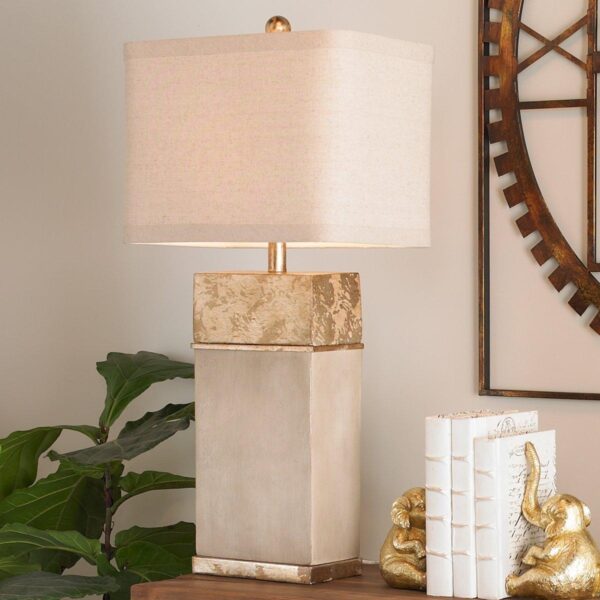 TL16038.0.TL16038NA Concrete Block Gold Leaf Table Lamp