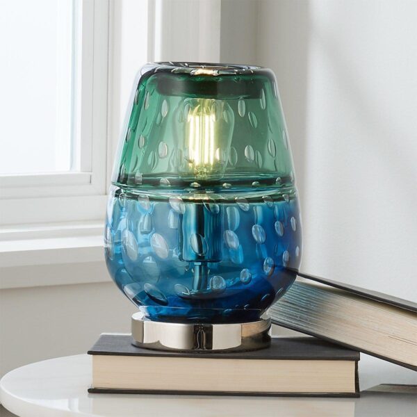 TL20025.0.TL20025MU Fused Jewel Tone Art Glass Table Light