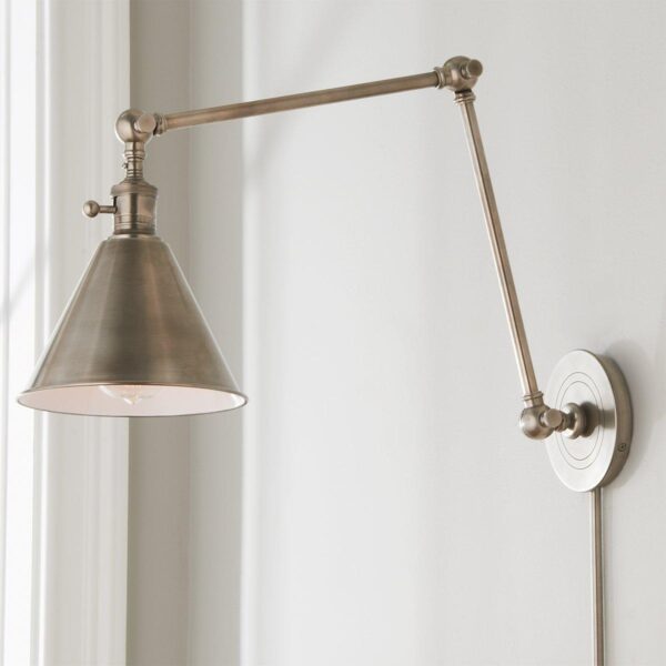 WS07003.0.WS07003ANTNICKEL Cone Pivot Shade Double Joint Swing Arm