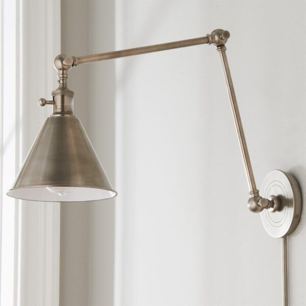 WS07003.1.WS07003ANTNICKEL Cone Pivot Shade Double Joint Swing Arm – view 2
