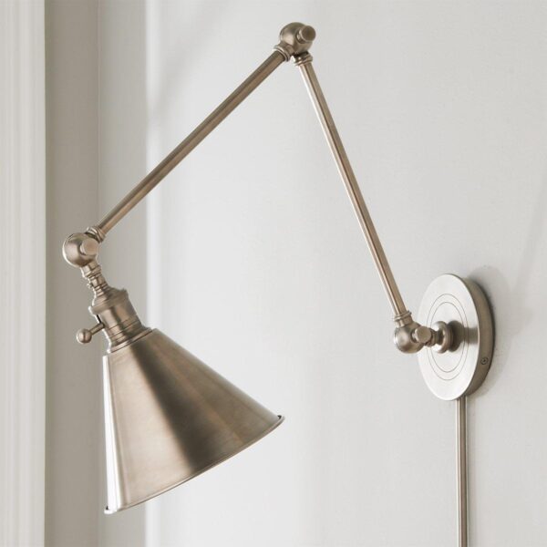 WS07003.2.WS07003ANTNICKEL Cone Pivot Shade Double Joint Swing Arm – view 3