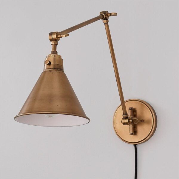 WS19020.1.WS19020AB Cyrus Arched Swing Arm Sconce – Metal Shade – view 2