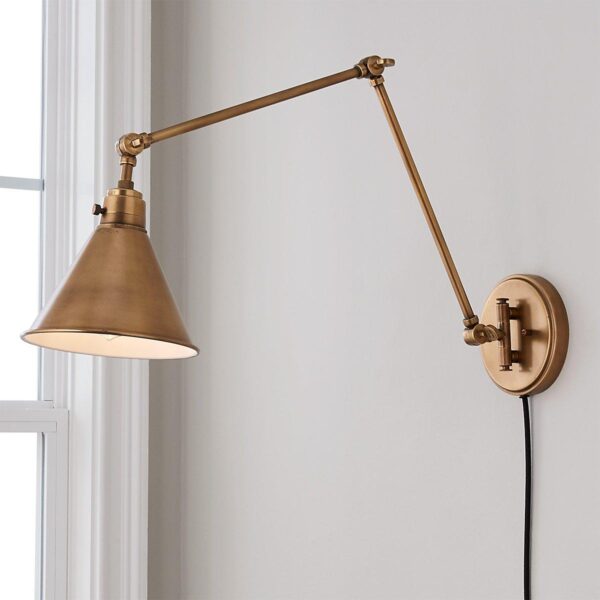 WS19020.2.WS19020AB Cyrus Arched Swing Arm Sconce – Metal Shade – view 3