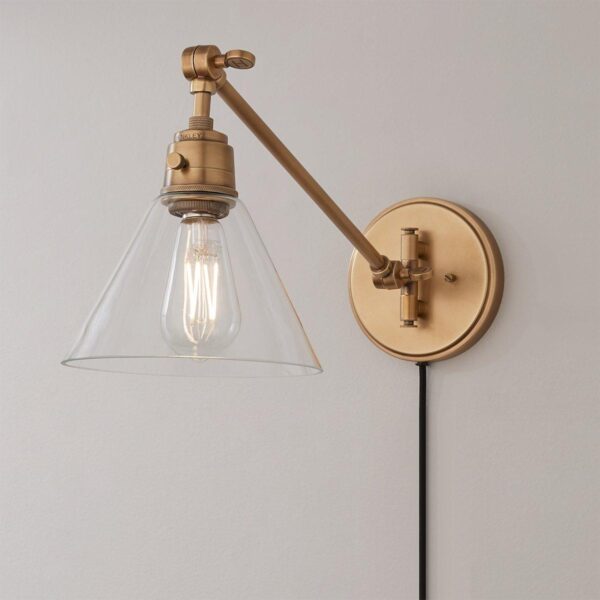 WS21010.0.WS21010AB Cyrus Straight Swing Arm Sconce – Glass Shade