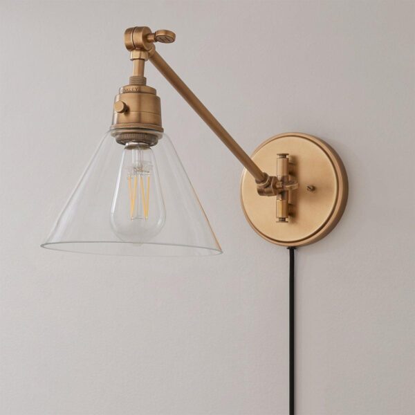 WS21010.1.WS21010AB Cyrus Straight Swing Arm Sconce – Glass Shade – view 2
