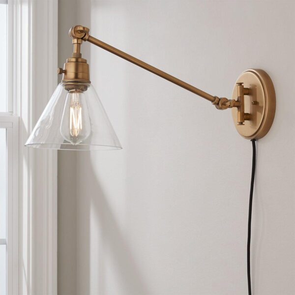 WS21010.3.WS21010AB Cyrus Straight Swing Arm Sconce – Glass Shade – view 4