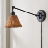 WS23001.2.WS23001NA Cyrus Straight Swing Arm Sconce – Rattan Shade – view 3
