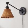 WS23001.3.WS23001NA Cyrus Straight Swing Arm Sconce – Rattan Shade – view 4