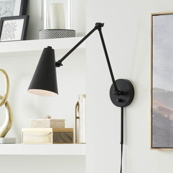 WS23015.0.WS23015BK Desai Arched Swing Arm Sconce